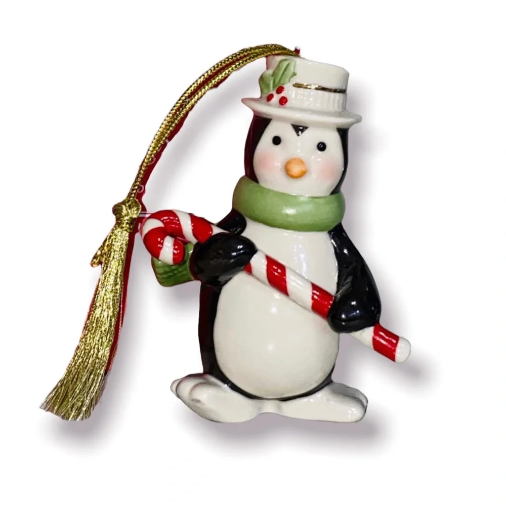 3 brand new Lenox christmas Ornaments (Santa, Penguin, Tree)